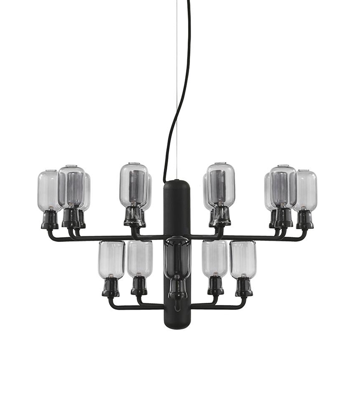 Amp Kroonluchter - Klein, Smoke/Zwart marmer